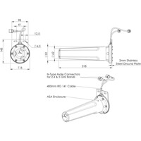 HELI-13 direktionale Wi-Fi Tunnelantenne von Poynting Zeichnung Zeichnung der direktionalen HELI-13 Wi-Fi Tunnelantenne von Poynting