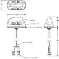 HELI-40 bidirektionale Wi-Fi Antenne für Bergbau- und Tunnel-Anwendungen von Poynting Zeichnung