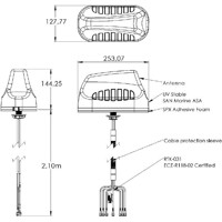 MIMO-3-V2-17 7-in-1 MiMo Fahrzeugantenne mit 4x LTE, 2x WIFI und 1x GPS von Poynting Zeichnung