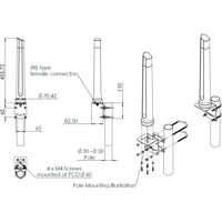 OMNI-496 omnidirektionale Dual-Band WLAN Antenne von Poynting Zeichnung Mastmontage