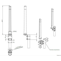 OMNI-498 2x2 MIMO Wi-Fi/WLAN Antenne mit einem wetterfesten IP68 Gehäuse von Poynting Zeichnung mit Montagehalterung