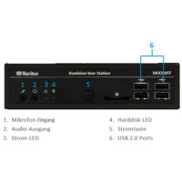 Vorderseite mit Audio und USB Ports der Dominion KX III Benutzerstation von Raritan.
