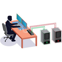 MCD-104-DUAL Dual Display KVM Switch für 4x Dual-Head Server von Raritan Anwendungsdiagramm