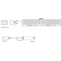 PX3-4260R 1-phasiger Stromverteiler mit 12 IEC320 C13 Anschlüssen von Raritan elektrisches Diagramm