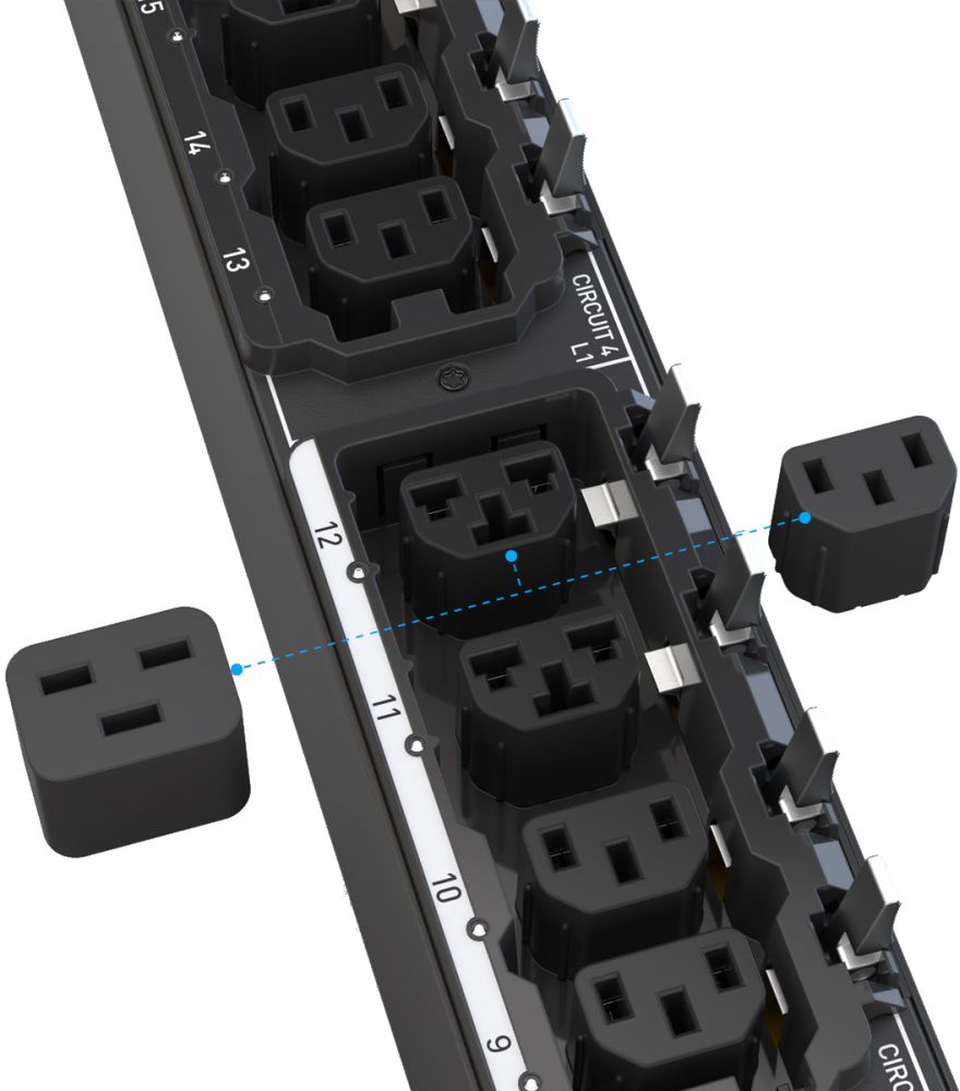 PX4 Rack PDUs intelligente Power Distribution Units von Raritan HDOT Cx Ausgänge