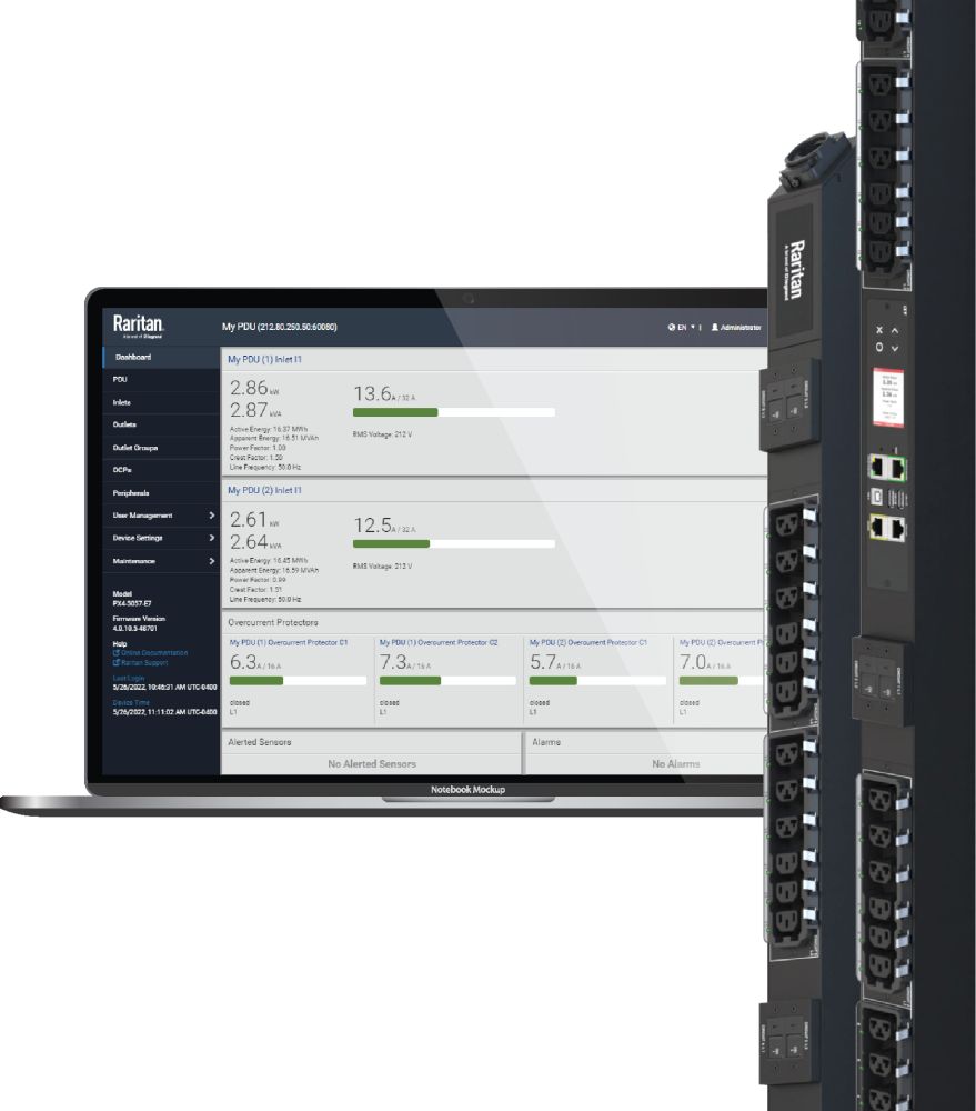 PX4 Rack PDUs intelligente Power Distribution Units mit HDOT Ausgängen von Raritan My PDU