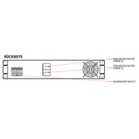 Diagramm der Rückseite einer Master Switch MMS 120 von Riello UPS.