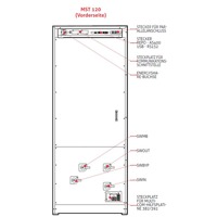 Skizze der Vorderseite einer Multi Sentry MST 120 Online USV Anlage von Riello UPS.