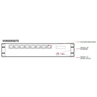 Skizze mit Anschlüssen der Vorderseite der Multi Switch MSW redundanten Versorgung von Riello UPS.