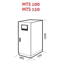 Abmessungen des Master Switch MTS 100 Transfersystems von Riello UPS.
