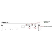 Skizze mit Anschlüssen der Rückseite einer Multi Switch redundanten Stromversorgung von Riello UPS.