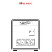 Skizze mit Anschlüssen der NPW-1000 Line Interactive USV Anlage von Riello UPS.