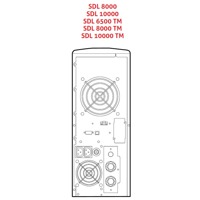Skizze mit Anschlüssen der Sentinel Dual SDL 8000 Online USV Anlage von Riello UPS.