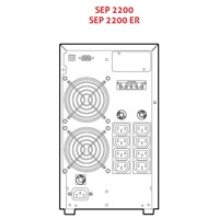 Skizze mit Anschlüssen der Sentinel Pro SEP 2200 ER Online USV Anlage ohne Batterie.