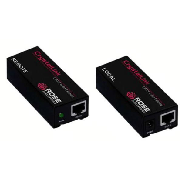 CrystalLink Audio Extender für Stereo Audio und Mikrophon über CATx von Rose Electronics.