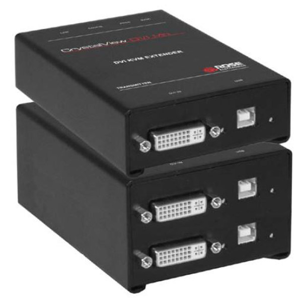 CrystalView DVI Mini KVM Extender über CATx auf bis zu 50m von Rose Electronics.