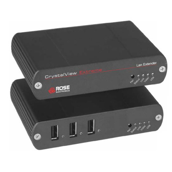 CrystalView Extreme KVM over IP Extender mit DVI und USB von Rose Electronics.