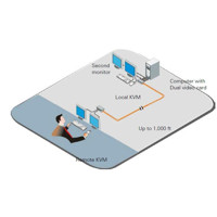 Diagramm zur Anwendung des CrystalView Plus USB KVM Extenders von Rose Electronics.