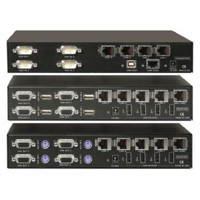 Anschlüsse des CrystalView USB2 VGA KVM Extenders über CATx von Rose Electronics.