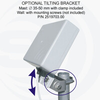 SMP 4G LTE Mini-Panel 4G Richtantenne von SIRIO Antenne optionales Tilting-Bracket Die SMP 4G LTE Mini-Panel 4G Richtantenne von SIRIO Antenne mit dem optionalen Tilting-Bracket