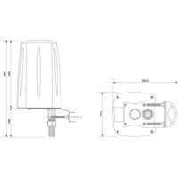 QuSpot RUT240 Outdoor Router Gehäuse mit einer LTE/WIFI Omni Antenne von Teltonika Zeichnung