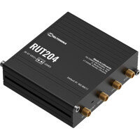Leicht seitliche Ansicht des RUT204 CAN-Bus LTE Router von Teltonika