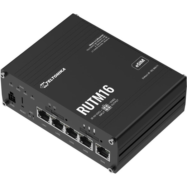 RUTM16 Teltonika industrieller LTE Cat 6 Router mit einer integrierten eSIM