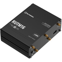 Leicht seitliche Ansicht des industriellen RUTM16 LTE Cat 6 Router von Teltonika