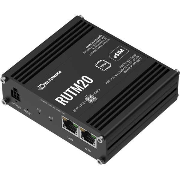 RUTM20 Teltonika kompakter 5G IoT Router mit 2x PoE Ports und einer eSIM