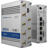 RUTX14 kompakter 4G LTE CAT12 Industrierouter mit Wave-2 802.11ac Dual Band Wi-Fi und Bluetooth 4.0 von Teltonika Anschlüsse
