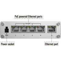 TSW100 Unmanaged Industrie PoE Switch von Teltonika Anschlüsse