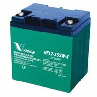 HF12-155W-X von Vision ist ein USV Ersatzakku mit 28AH, 155 Watt und 10 Jahren Lebensdauer.