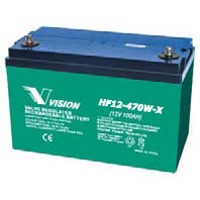 HF12-470W-X von Vision ist eine 10 Jahres USV Ersatzbatterie mit 470 Watt und 100AH Kapazität.