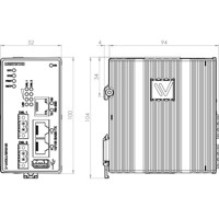 DWW-142-12VDC-BP industrieller Wolverine SHDSL Ethernet Extender mit einer Bypass Funktion von Westermo Zeichnung