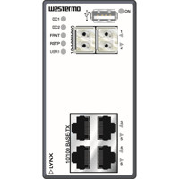L106-F2G industrieller Layer 2 Fast Ethernet Switch mit 4x RJ45 und 2x SFP Anschlüssen von Westermo Illustration Front
