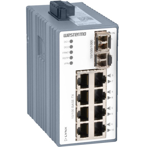 L110-F2G-12VDC Managed Layer 2 Industrie Switch mit 8x RJ45 und 2x SFP Ports von Westermo