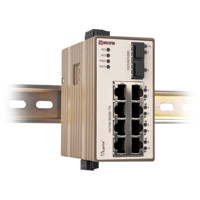 L110-F2G-12VDC Managed Layer 2 Industrie Switch mit 8x RJ45 und 2x SFP Ports von Westermo Hutschienen Montage