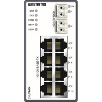 L210-F2G industrieller Lynx Layer 3 Netzwerk Switch mit 8x Fast Ethernet RJ45 und 2x SFP Ports von Westermo Illustration Front