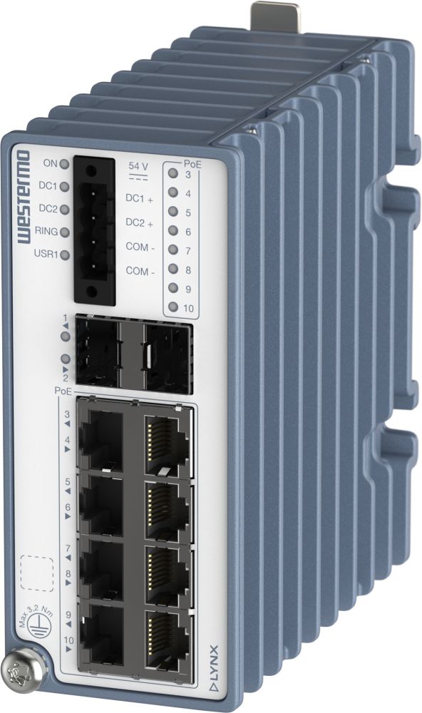 Lynx 3510-E-F2G-P8G-LV Layer 3 PoE Industrie Switch von Westermo