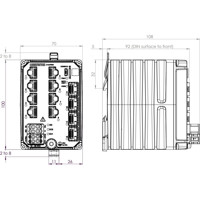 Lynx 5512-E-F4G-T8G-LV Managed Layer 3 Industrie Switch von Westermo Zeichnung