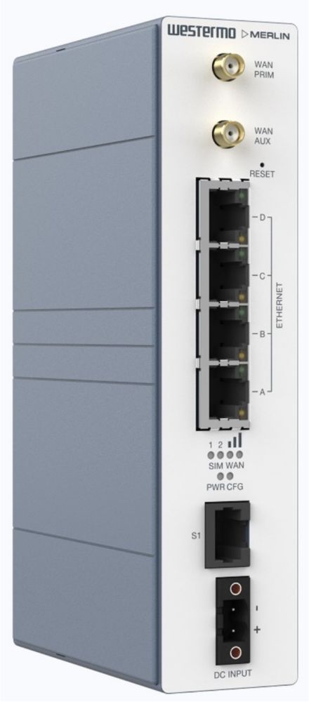 Merlin-4106-T4-S1-DI1 industrieller 4G LTE Router mit NIS Sicherheitsfeatures von Westermo Ports