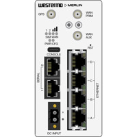 Merlin-4407-T4-S2-LV-PFN industrieller 450 MHz Router mit hoher Cybersicherheit von Westermo Illustration Anschlüsse