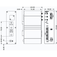 Merlin-4607-T4-S2-LV industrieller LTE CAT4 Mobilfunkrouter von Westermo Zeichnung