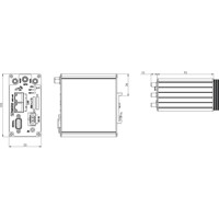 MRD-455 4G LTE Industrie Router mit zwei RJ45 Ports, einem RS-232 Anschluss und zwei Mini-SIM Slots von Westermo Zeichnung