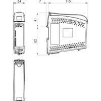 Zeichnung des industriellen SandCat-MC-3502-F1G-T1G-LV Medienkonverter von Westermo