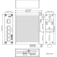 SDI-550 Unmanaged 5-Port Fast Ethernet Switch von Westermo Zeichnung