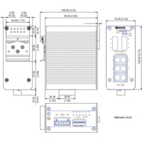SDI-862-SM-SC30 Unmanaged Fast Ethernet Glasfaser Switch mit 6x RJ45 und 2x Singlemode SC Anschlüssen von Westermo Zeichnung
