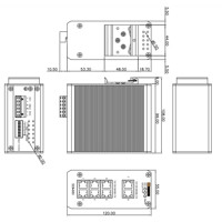 SDI-880 kompakter Unmanaged Netzwerk Switch mit 8x Fast Ethernet Anschlüssen von Westermo Zeichnung