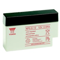 NP0.8-12 Blei-Säure Batterie von Yuasa mit 0.8AH Kapazität und 12V Spannung.