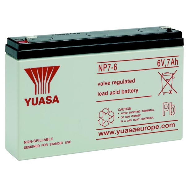 NP7-6 von Yuasa ist eine Blei-Säure USV Ersatzbatterie mit 7AH Kapazität und 6V.